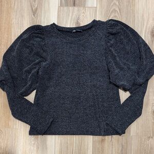 Zara Charcoal Ribbed Knit Sweater